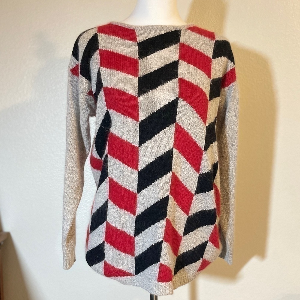 𝅺premiere Moda Silk / Angora Blend Geometric Sweater Women’s Small 6 /8